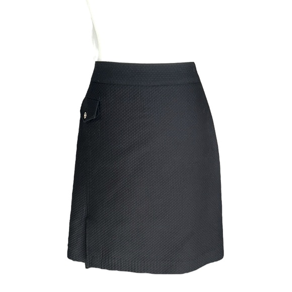 J. McLaughlin Black Textured Cotton Blend Gold Button Pocket Skirt - 10 - Picture 12 of 12